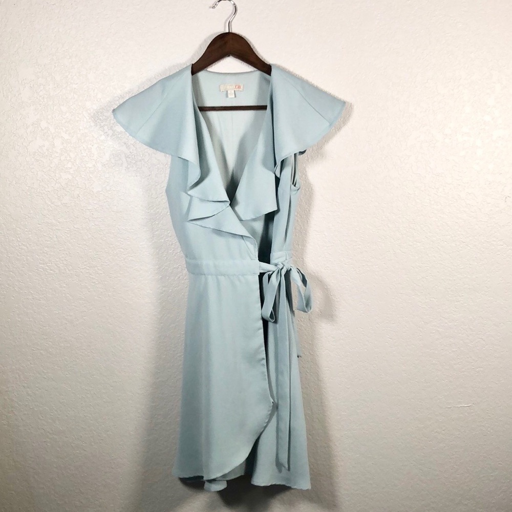 Gianni Bini Blue Wrap Mini Dress Small